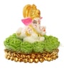 Lord Ganesha Green & White Polyresin Idol