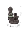 Green Meditating Monk Buddha Smoke Fountain with 10 Backflow Cone Decorative Incense Holder