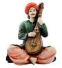 Green Polyresin Rajasthani Playing Sitar Musical Instrument