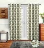 Green Polyster Abstract 7ft Light Filtering Eyelet 2 Pc Door curtains