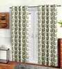 Green Polyster Abstract 7ft Light Filtering Eyelet 2 Pc Door curtains