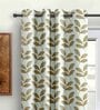 Green Polyster Abstract 9ft Light Filtering Eyelet 2 Pc Long Door curtains