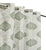 Green Poleyster Camrin Leaves 5 Feet Semi Transperency Ring Top Window Curtains 2Pcs