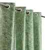 Green Poleyster Camrin Leaves 7 Feet Semi Transperency Ring Top Door Curtains 2Pcs