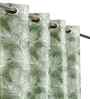 Green Poleyster Camrin Leaves 9 Feet Semi Transperency Ring Top Long Door Curtains 2Pcs