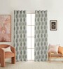 Green Poleyster Camrin Leaves 9 Feet Semi Transperency Ring Top Long Door Curtains 2Pcs