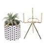 Polyurethane Waze Green Succculent In Ceramic Pot With Metal Stand Artificial Plant