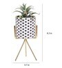 Polyurethane Waze Green Succculent In Ceramic Pot With Metal Stand Artificial Plant