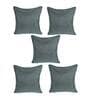 Green Solid Jute 16 x 16 Inches Cushion Covers (Set of 5)