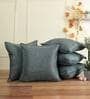 Green Solid Jute 16 x 16 Inches Cushion Covers (Set of 5)