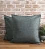 Green Solid Jute 18 x 18 Inches Cushion Covers (Set of 2)