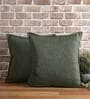 Green Solid Jute 18 x 18 Inch Cushion Covers (Set of 2)