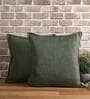 Green Plain Solid Jute 24 x 24 Inches Cushion Covers (Set of 2)