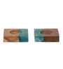 Green Resin & Mangowood Tealight Holder Set of 2