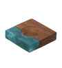 Green Resin & Mangowood Tealight Holder Set of 2