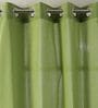 Green Cotton Solid 7 Ft Light Filtering Eyelet 1 Door Curtain
