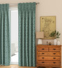 Green Abstract Cotton 7 Ft Light Filtering Pinch Pleat Door Curtains (Set of 2)
