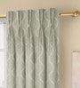 Green Abstract Poly Cotton 9 Ft Light Filtering Pinch Pleat Door Curtains (Set of 2)