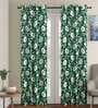 Green Polycotton Semisheer 7 Feet Eyelet Curtain (Set of 2)
