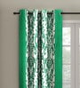 Green Traditional Polyester 5 Ft Semisheer Eyelet Window Curtains (Set of 2)