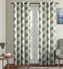Green Floral Polyester 9 Ft Semisheer Eyelet Door Curtains (Set of 2)