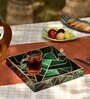 Green Engineered Wood Square Serving Tray