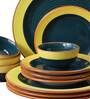 Sea Green & Yellow (Set of 12) Ceramic Dinner Set