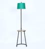 Droplet Green Fabric Shade Shelf Floor Lamp With Metal Base