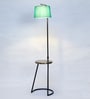Droplet Green Fabric Shade Shelf Floor Lamp With Metal Base