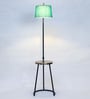 Droplet Green Fabric Shade Shelf Floor Lamp With Metal Base