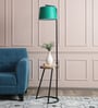 Droplet Green Fabric Shade Shelf Floor Lamp With Metal Base