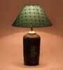 Green Shade Table Lamp With Terracotta Base