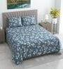 Green Shade Floral 280 TC Cotton Double Queen Size Bedsheet With 2 Pillow Covers