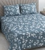 Green Shade Floral 280 TC Cotton Double Queen Size Bedsheet With 2 Pillow Covers