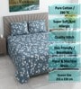 Green Shade Floral 280 TC Cotton Double Queen Size Bedsheet With 2 Pillow Covers