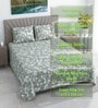 Green Shade Floral 280 TC Cotton Double Queen Size Bedsheet With 2 Pillow Covers