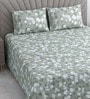 Green Shade Floral 280 TC Cotton Double Queen Size Bedsheet With 2 Pillow Covers