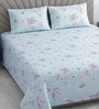 Green Shade Floral 400 TC Cotton Double Queen Size Bedsheet With 2 Pillow Covers