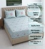 Green Shade Floral 400 TC Cotton Superking Size Fitted Bedsheet With 2 Pillow Covers