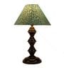 Green Shade Table Lamp With Black Base