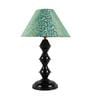 Green Shade Table Lamp With Black Base