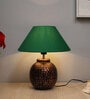 Green Shade Table Lamp With Metal Base