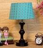 Admiration Green Fabric Shade Night Lamp With Wood Base