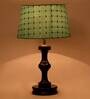 Admiration Green Fabric Shade Night Lamp With Wood Base
