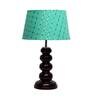 Smokey Green Fabric Shade Night Lamp With Wood Base