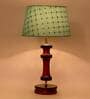 Verona Green Fabric Shade Night Lamp With Wood Base