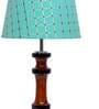 Verona Green Fabric Shade Night Lamp With Wood Base