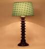 Fashionable Green Fabric Shade Night Lamp With Wood Base