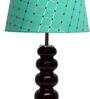 Smokey Green Fabric Shade Night Lamp With Wood Base