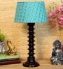 Fashionable Green Fabric Shade Night Lamp With Wood Base